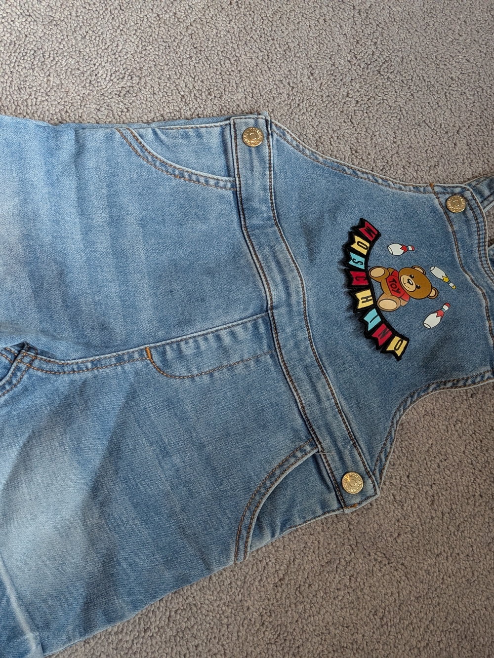 Moschino Baby Light Blue Denim Overalls